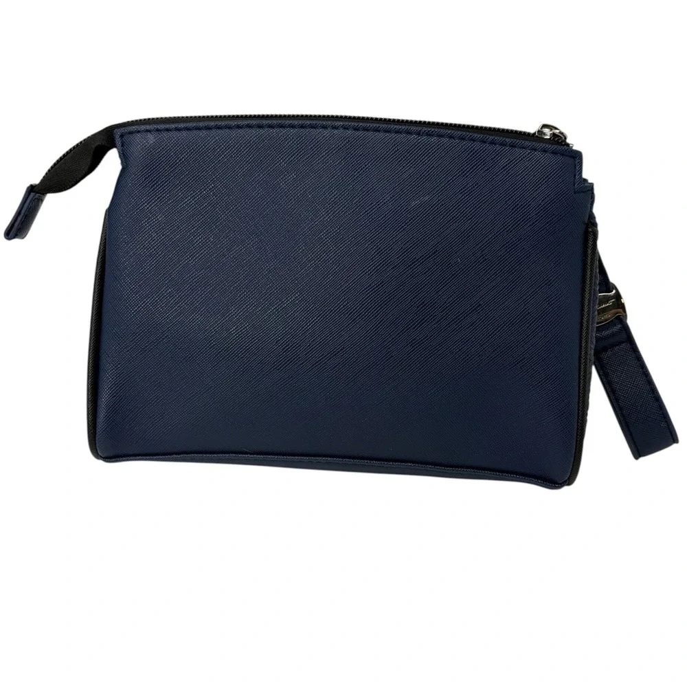 Salvatore Ferragamo Parfums Travel Toiletry Cosmetic Bag Navy Black Wristlet